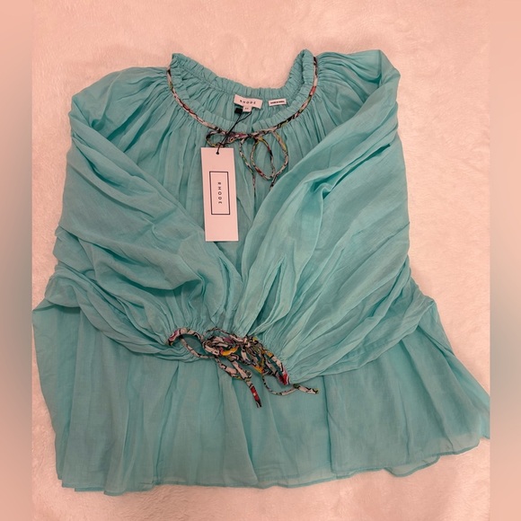 RHODE Jamie Top Aquamarine Blouse NWT - Picture 6 of 10